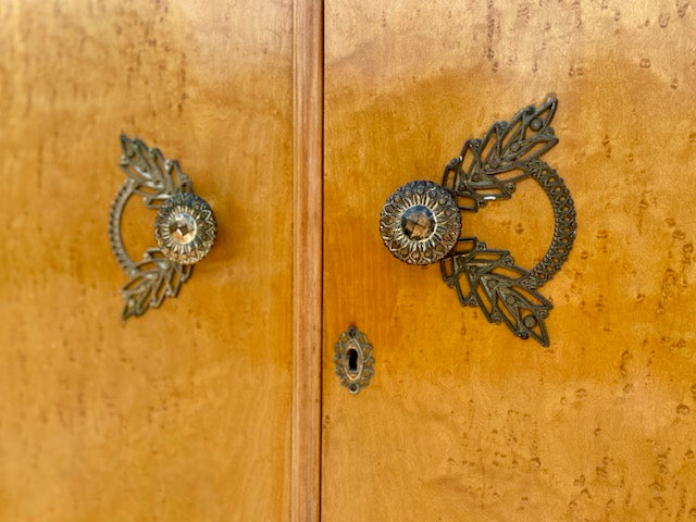 Vintage Art Deco Gentleman's Wardrobe, Bedroom Furniture, Coat Cupboard, Large, Double, Antique Wardrobe, Birds Eye, Maple Wood, Hall Storage, Closet, Amourie, English Country Decor