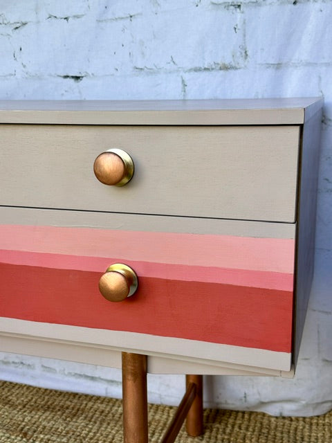 Mid Century Side Board, Chest Of Drawers, Upcycled, Painted Furniture, Media Console
