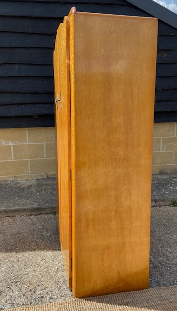 Vintage Art Deco Gentleman's Wardrobe, Bedroom Furniture, Coat Cupboard, Large, Double, Antique Wardrobe, Birds Eye, Maple Wood, Hall Storage, Closet, Amourie, English Country Decor