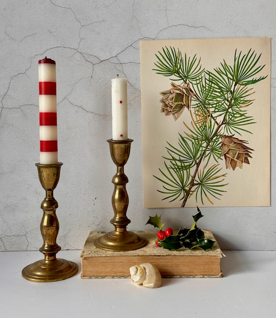 Pair Of Brass Decorative Candlesticks, Candle Holders, Christmas Tableware, Mantlepiece