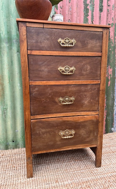 Vintage Tall Wooden Chest Of Drawers, Slim Tall Boy, Space Saving, Bedroom Furniture, Hall, Office Storage, English Country, Cottagecore, Rustic Home Decor