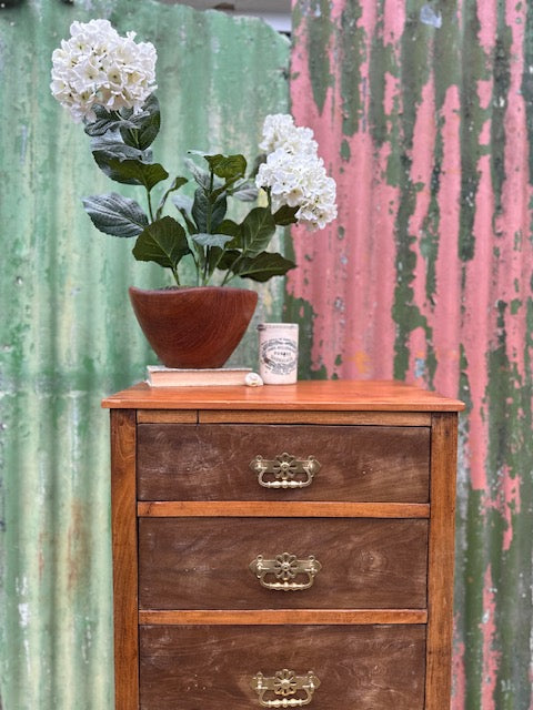 Vintage Tall Wooden Chest Of Drawers, Slim Tall Boy, Space Saving, Bedroom Furniture, Hall, Office Storage, English Country, Cottagecore, Rustic Home Decor