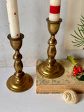 Pair Of Brass Decorative Candlesticks, Candle Holders, Christmas Tableware, Mantlepiece
