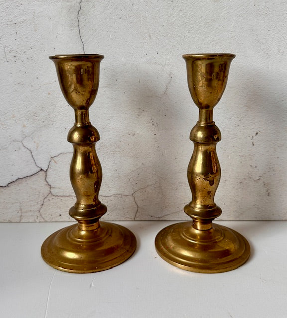 Pair Of Brass Decorative Candlesticks, Candle Holders, Christmas Tableware, Mantlepiece