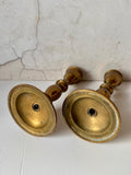 Pair Of Brass Decorative Candlesticks, Candle Holders, Christmas Tableware, Mantlepiece
