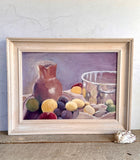 Vintage Still Life Fruit, Oil Painting On Board, Contemporary Framed Art, Nature Inspired, Original Hanging Art, Gallery Wall Art, Mantle, Kitchen, Shelf Art