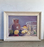 Vintage Still Life Fruit, Oil Painting On Board, Contemporary Framed Art, Nature Inspired, Original Hanging Art, Gallery Wall Art, Mantle, Kitchen, Shelf Art