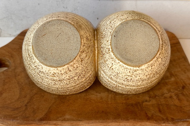 Vintage Ceramic Pottery Duo Nibbles Bowl, Snack Dish, Trinket Dish, Rustic Tablescape, Cottagecore, Country Farmhouse Decor