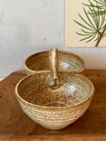 Vintage Ceramic Pottery Duo Nibbles Bowl, Snack Dish, Trinket Dish, Rustic Tablescape, Cottagecore, Country Farmhouse Decor