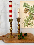 Pair Of Brass Decorative Candlesticks, Candle Holders, Christmas Tableware, Mantlepiece