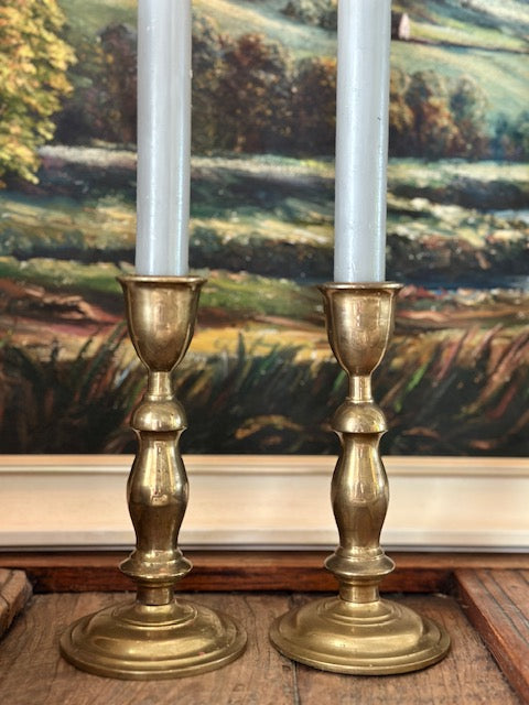 Vintage Brass Candlesticks Pair, Decorative Brass Candle Holders, Traditional English Country Decor
