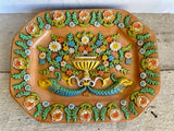 Vintage Hanging Wall Plate, Decorative Terracotta, Ceramic Plate, Folk, Hand Painted Pottery, Gallery Wall Decor, Colourful Home Decor, Ready To Hang
