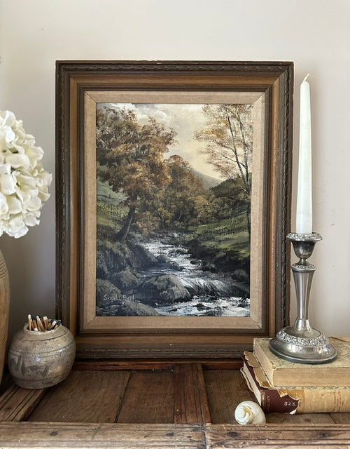 Vintage River Landscape Oil Painting, Original Signed English Countryside Artwork