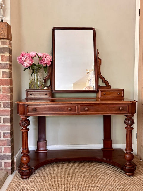 Antique Dressing Table With Mirror, Vintage Hall Console Table, Living Room Furniture, Dressing Room, English Country Decor