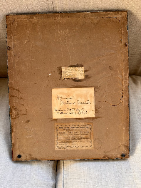 Antique Framed Portrait Print, Early 20th Century, Admiral (Mathew Barton) Hanging Wall Art, Gallery Wall Decor, English Country Decor