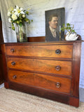 Early Victorian Flame Mahogany Chest of Drawers | Antique Mahogany Chest | English Country Furniture