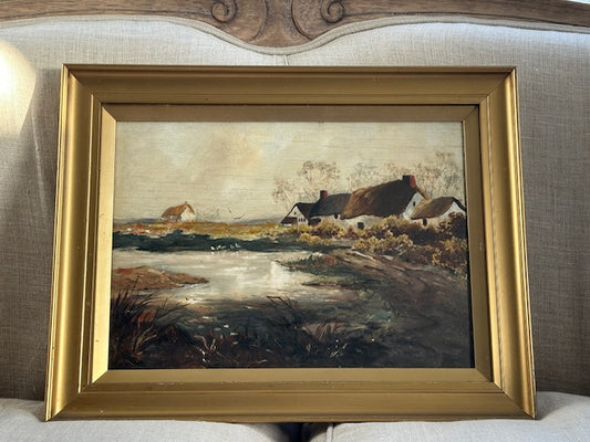 Vintage Framed Landscape Oil Painting, Original Frame, Antique Wall Art, English Countryside, Gallery Wall Decor, Rustic Country Decor, Cottagecore