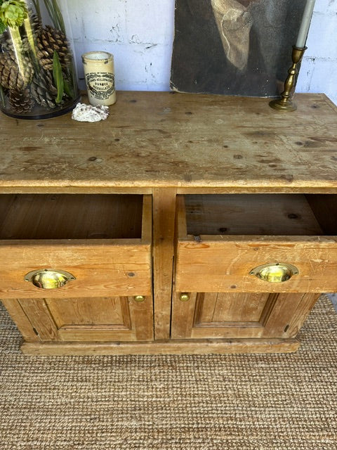 Antique Pine Sideboard Cupboard | Rustic Pine Cabinet | Hall Console | Country Kitchen Storage