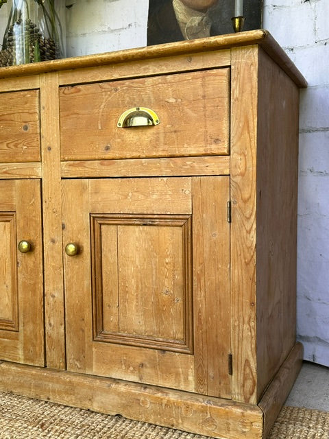 Antique Pine Sideboard Cupboard | Rustic Pine Cabinet | Hall Console | Country Kitchen Storage
