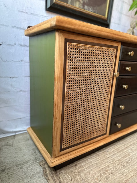 Vintage Mid Century Modern Rattan Sideboard