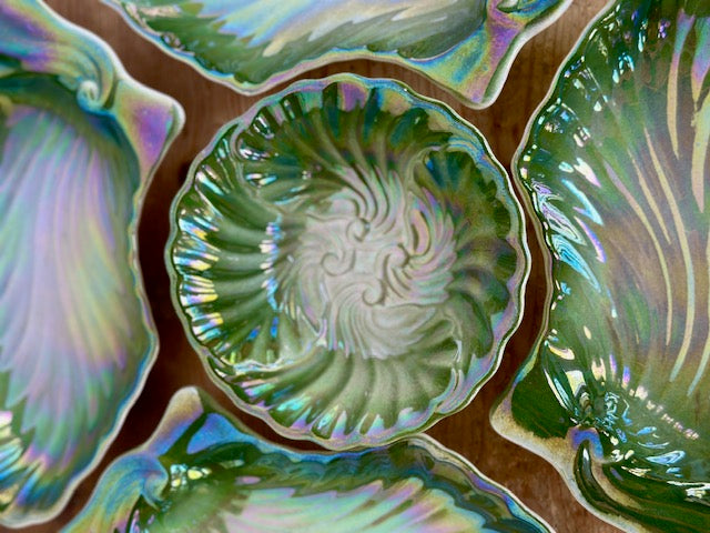 Vintage Grazing Platter, Serving Dish, Green, Lustreware, Cabbageware, Snack Bowls, Nibble Dishes, Table Centrepiece, Christmas Tableware