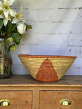 Vintage African Handwoven Basket, Large Decorative Bowl, Wall Hanging Basket, Natural Fibre Centrepiece, Boho Rustic Decor