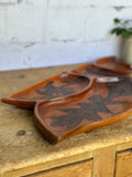 Vintage Wooden Entertaining Tray | Hand Carved Folk Art Serving Dish