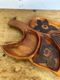 Vintage Wooden Entertaining Tray | Hand Carved Folk Art Serving Dish