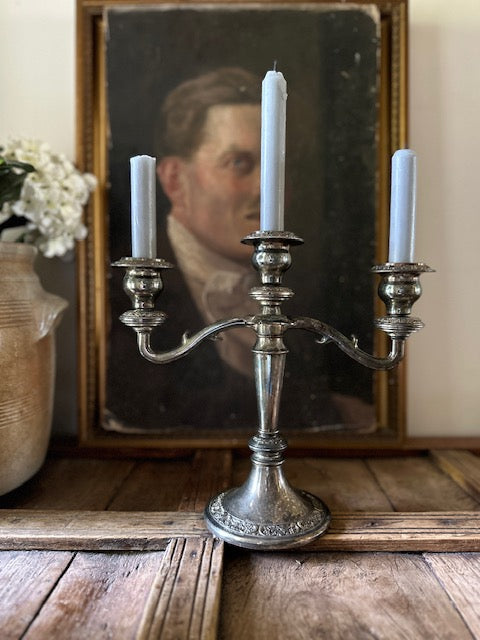 Vintage Silver Plated Three Arm Candelabra, Decorative Candle Holder, Traditional Table Centrepiece, Regency Style Decor