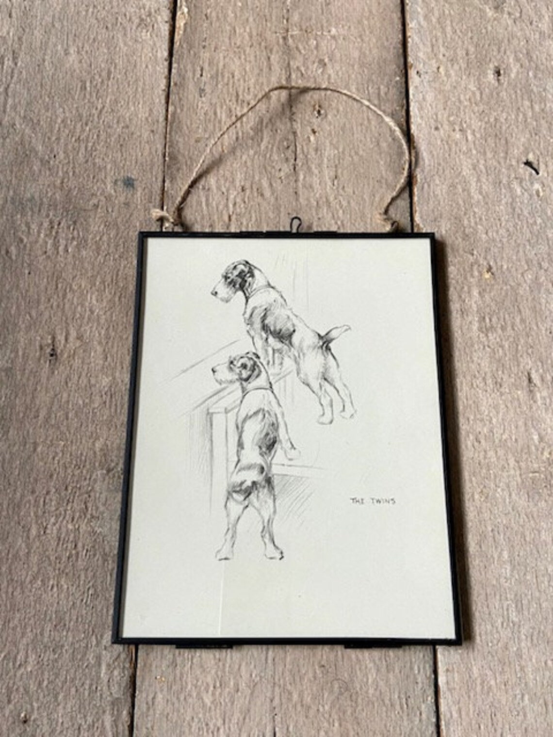 Framed Vintage Terrier Print, Dog Art, Canine Double Sided Book Print, Dog Lover Gift, Hanging Wall Art, Sustainable Art