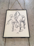 Vintage Horse Print, Horse Gifts, Marcia Lane, Original Horse Picture, Line Drawing Book Print, Horse Art, Framed Vintage Wall Decor