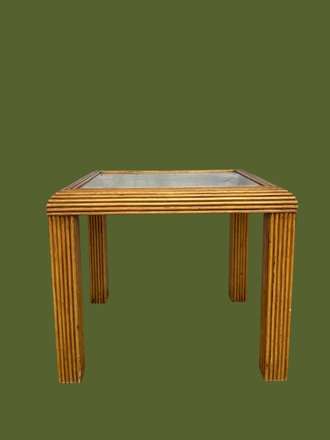 Vintage Faux Bamboo Coffee Table With Glass Top