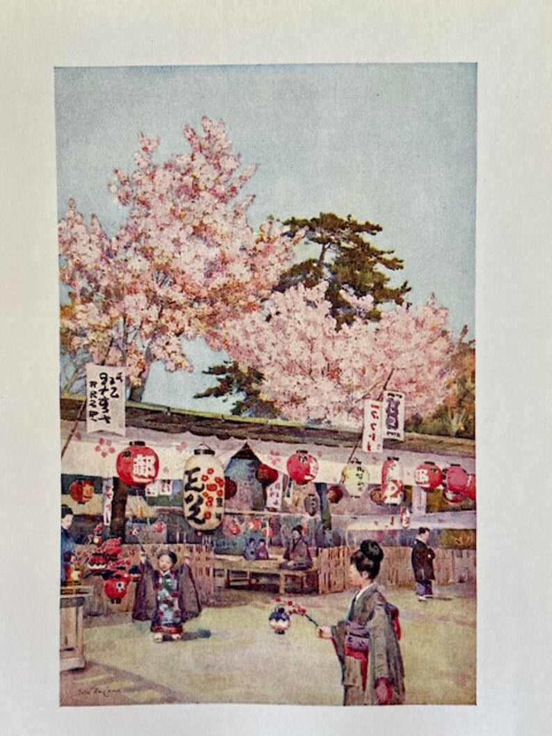 Vintage Japanese Art, Japanese Illustrations, Cherry Blossom, Oriental Art, Japandi Wall Decor, Unframed Prints, Book Prints, Wall Art