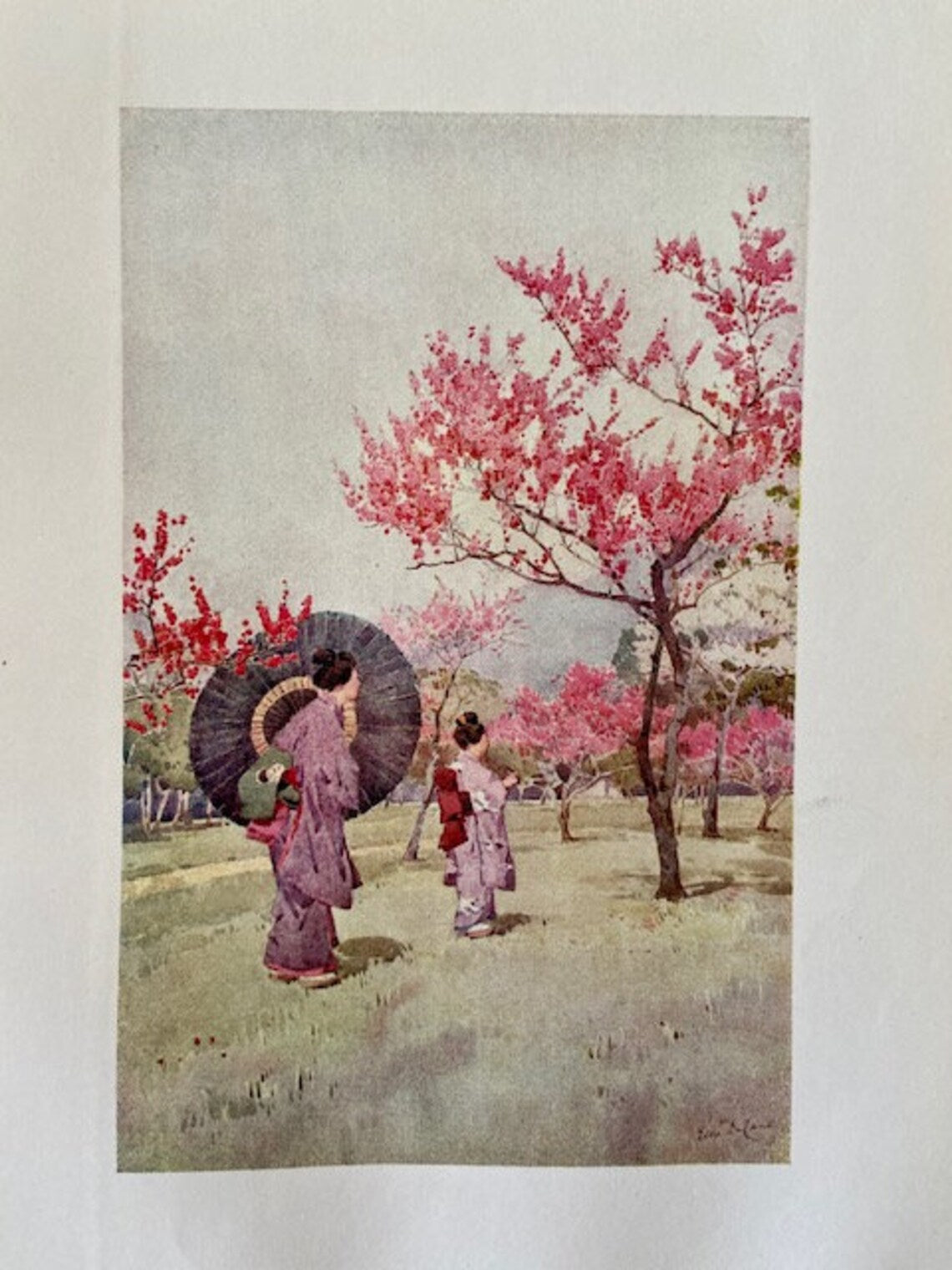 Vintage Japanese Art, Japandi Prints, Cherry Blossom Print, Japanese Landscape, Scenery, Unframed Print, Gallery Wall Decor, Japandi Decor
