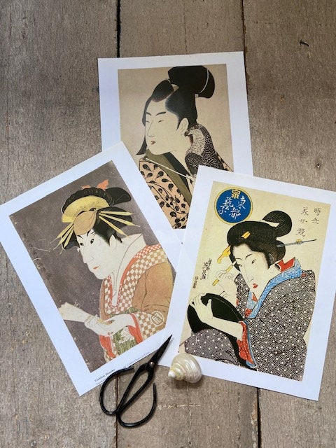 Vintage Japanese Geisha Print, Oriental Art, Japandi Wall Art, Japandi Decor, Oriental Illustration, Sustainable, Framed Gallery Wall Art