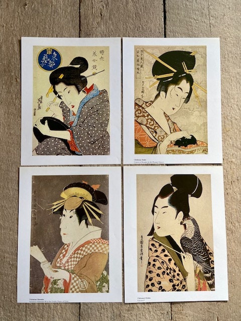 Vintage Framed Japandi Wall Art, Japanese Man Print, Oriental Illustrations, Chinioisere, Book Plate, Gallery Wall, Original, Japandi Decor