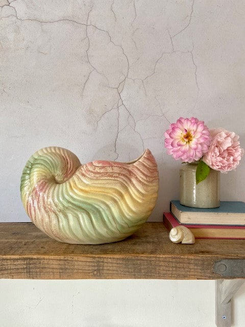 Vintage Ceramic Ombre Shell Vase, Indoor Planter, Shorter & Son, Sculpture, Mantle Vase, Seashell Planter, Table Centre Piece, Coastal Decor