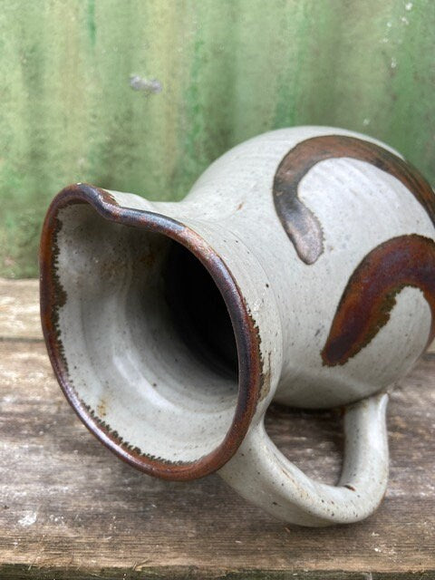 Vintage Large Ceramic Jug, Flower Vase, Hand Painted Studio Pottery, Water Pitcher, Rustic, Japanese Home Decor, Cottagecore, Modern Ceramic