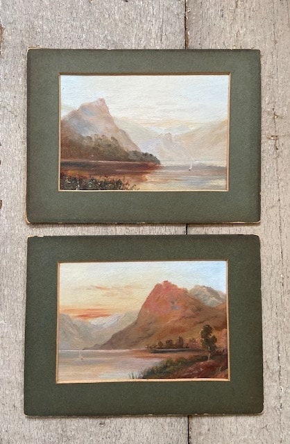 Vintage Oil Landscape Painting, Miniature, Pair Of, Unframed, Original Art, On Board, English Countryside, For Framing, Gallery Wall Decor
