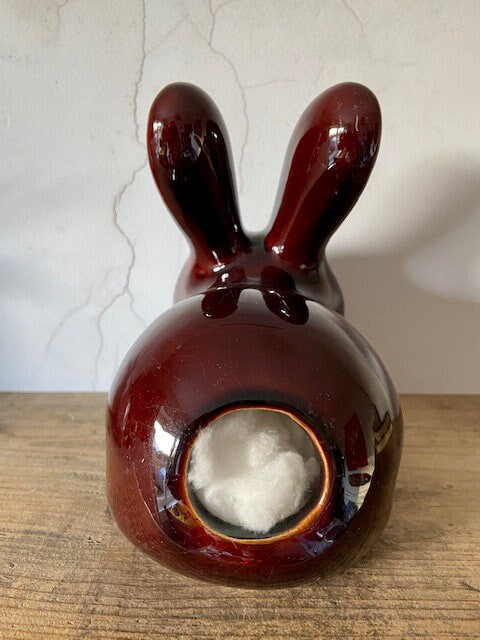 Vintage Storage Jar, Ceramic Rabbit, Cotton Wool Holder, Dressing Table Decor, Gift For Rabbit Lover, Bathroom, Nursery Decor, Vintage Gift