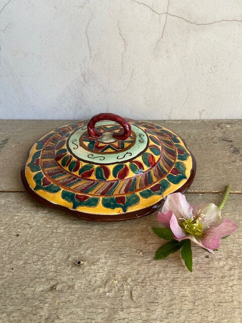 Vintage Lidded Tureen, Ceramic Serving Dish, With Lid, Bright, Patterned Colourful Folk Art, Tableware, Shorter And Son, Rustic Cottagecore