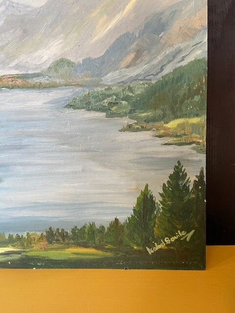 Vintage Loch, Fjord Landscape Oil Painting, Scandinavian Landscape On Board, Signed, Original Artwork, Gallery, Hanging Wall Art, Decor