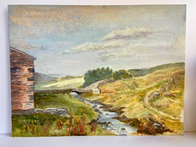 Vintage Oil Painting On Board, Country Landscape, Nature Inspired, Still Life, Hanging Original, Gallery Wall Art, Mantle, Shelf Decor
