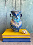 Vintage Bright, Colourful Vase, Small Pottery Urn, With Handles, Folk, Mediterranean Vase, Maximalist, Home Decor, Small Utensil Holder