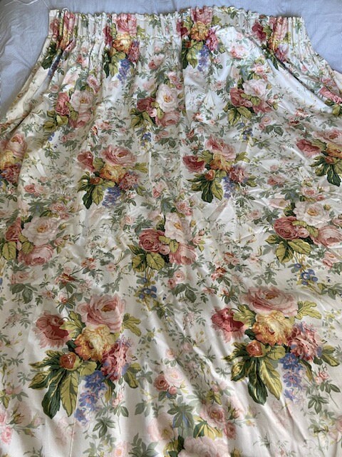 Pair Of Floral Chintz Style Curtains, Fully Lined, Large, Pretty Patterned Curtain, English Country Flower, Cottage, Cottagecore, Home Decor