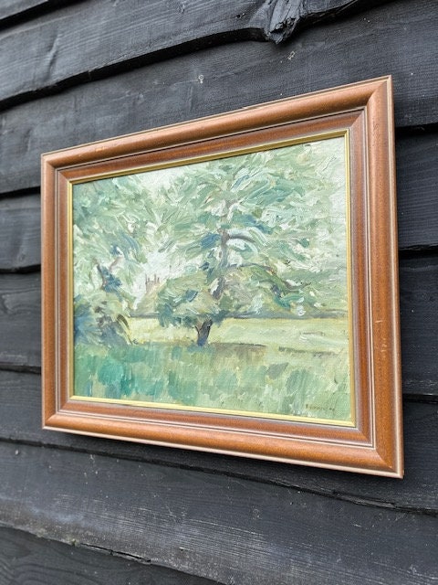 Vintage Oil Painting, Forest Painting, Tree Art, Original Art, Painting On Canvas, Framed Art, Hanging Wall Art, Vintage Art