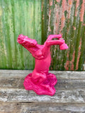 Bright Pink Horse Side Table, With Glass Top, Living Room Furniture, Bedside Table, Horse Sculpture, Bright Decor, Maximalist Decor