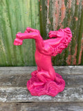 Bright Pink Horse Side Table, With Glass Top, Living Room Furniture, Bedside Table, Horse Sculpture, Bright Decor, Maximalist Decor