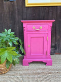 Vintage Antique Pine, Pink Bedside Table, Pot Cupboard, Upcycled, Painted Furniture, Bathroom Storage, Sim Cupboard, Maximalist Decor