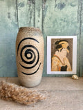 Vintage Large Ceramic Vase, Stoneware, Japandi Decor, Oriental Patterned, Mantle Decor, Modern Ceramic, Callligraphy, Japanese Home Decor